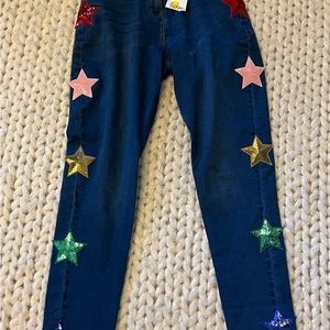 Brand New with Tag Mini Boden Mid Vintage Denim Sequin Applique Star Jeans